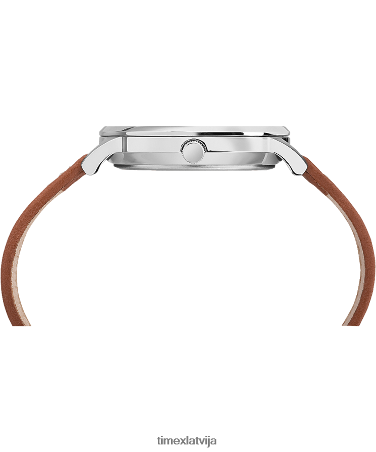 pulksteņi | Timex vīriešiem Waterbury klasisks 40mm ādas siksnas pulkstenis nerūsējošais tērauds/iedegums/krēms 402PZN221