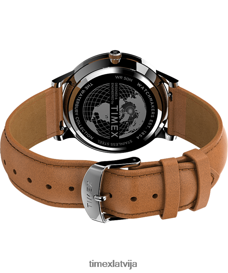 pulksteņi | Timex vīriešiem Waterbury klasisks 40mm ādas siksnas pulkstenis nerūsējošais tērauds/iedegums/zils 402PZN237