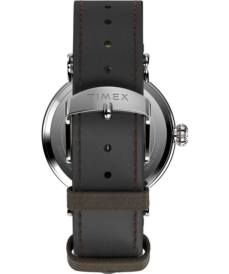 pulksteņi | Timex vīriešiem standarta x zemesrieksti ar snoopy ziemas 40 mm ādas siksnas pulksteni sudraba tonis/brūns/zils 402PZN197