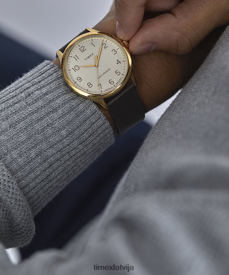 pulksteņi | Timex vīriešiem viegli lasītājs 40 mm ādas siksnas pulkstenis zelta tonis/krēms 402PZN234